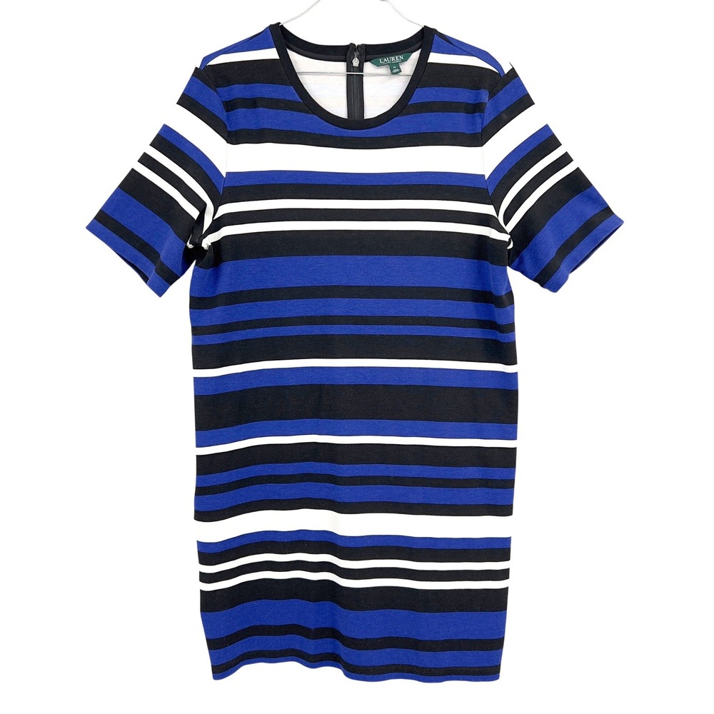 Lauren Ralph Lauren Womens XL Striped Knit Shift Dress Short Sleeve Preppy
